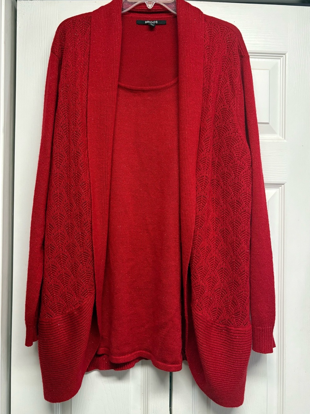 Briggs New York Bright Red Knit Cardigan sweater